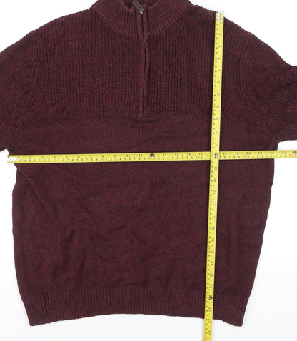 IZOD Men’s Red Knit 1/2 Zip High Neck Jumper Size L
