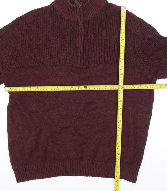 IZOD Men’s Red Knit 1/2 Zip High Neck Jumper Size L