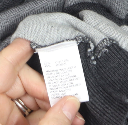 Greg Norman Men's Grey Striped V-Neck Cotton Pullover Jumper M