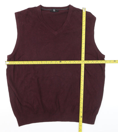 Van Heusen Men's Red Cotton V-Neck Sleeveless Vest L