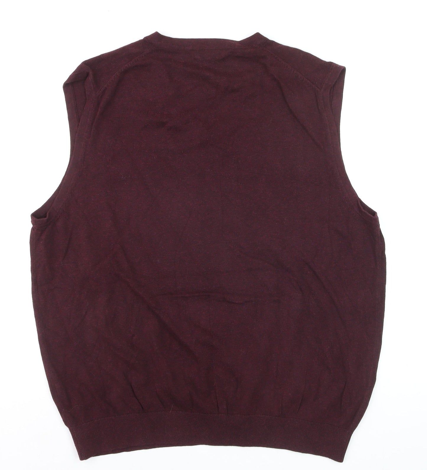 Van Heusen Men's Red Cotton V-Neck Sleeveless Vest L