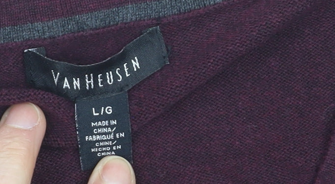 Van Heusen Men's Red Cotton V-Neck Sleeveless Vest L
