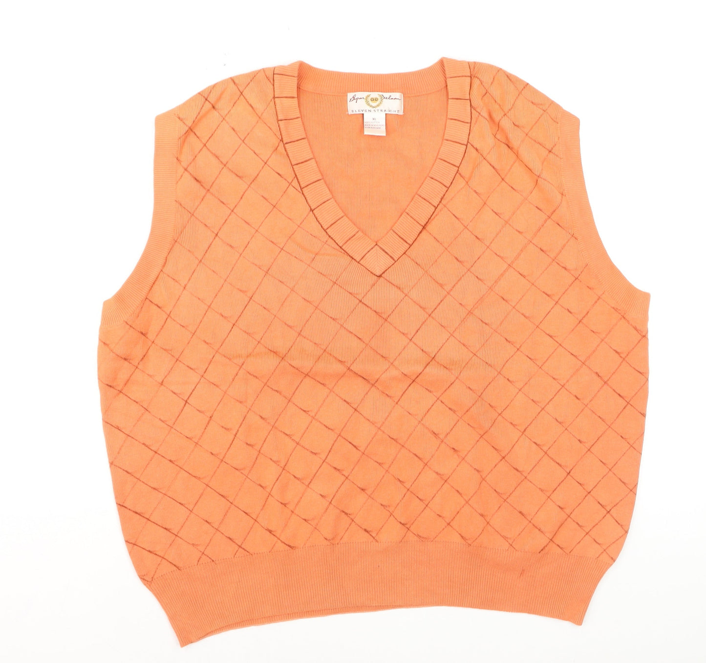 Byron Nelson Men’s Orange Cotton Argyle V-Neck Golf Vest XL