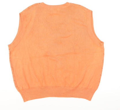 Byron Nelson Men’s Orange Cotton Argyle V-Neck Golf Vest XL