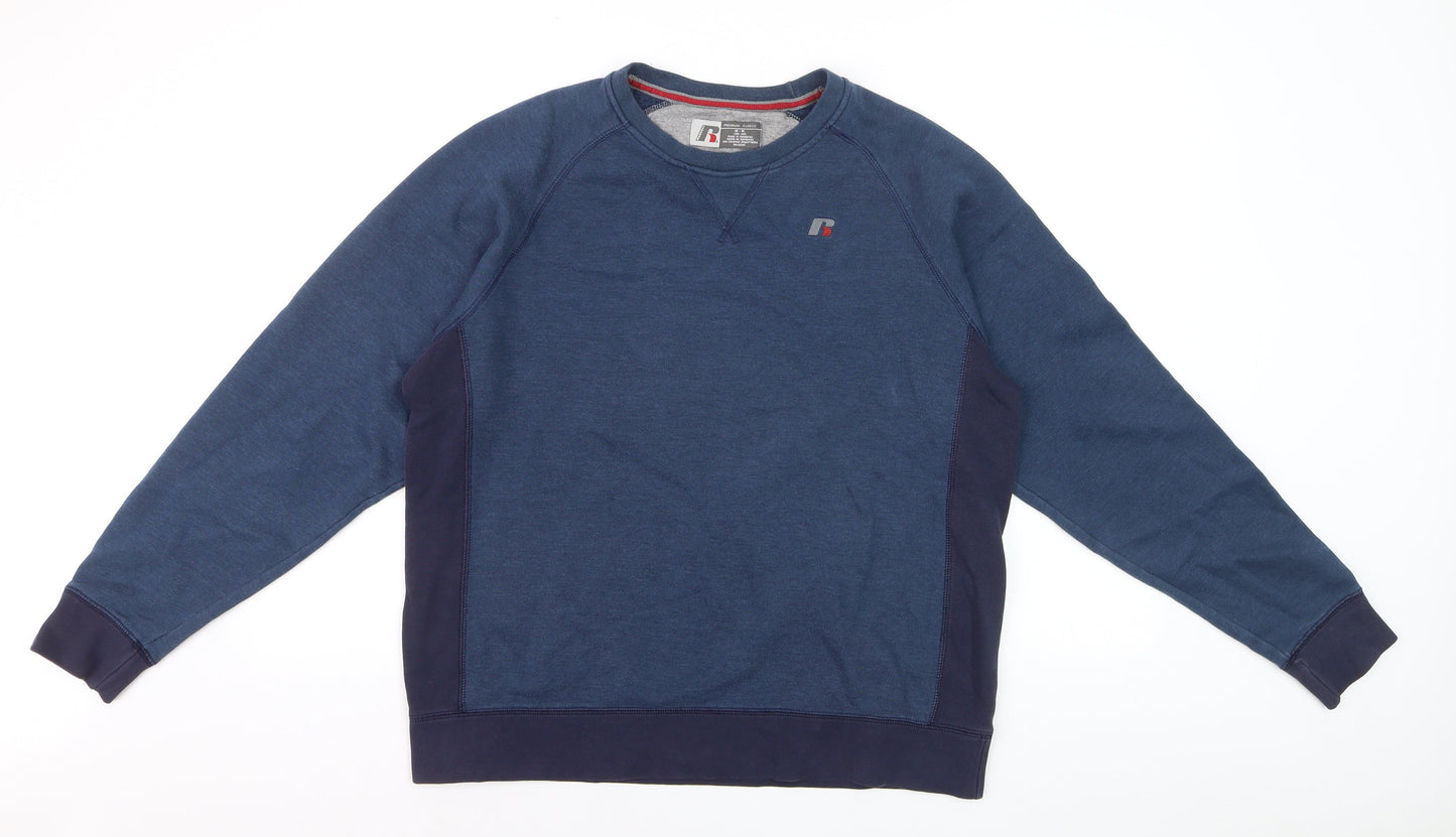 Russell Men’s Blue Crew Neck Pullover Sweatshirt Fleece Size M