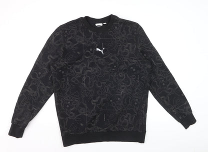 Puma Men's Black Graphic Print Crew Neck Sweatshirt Size L