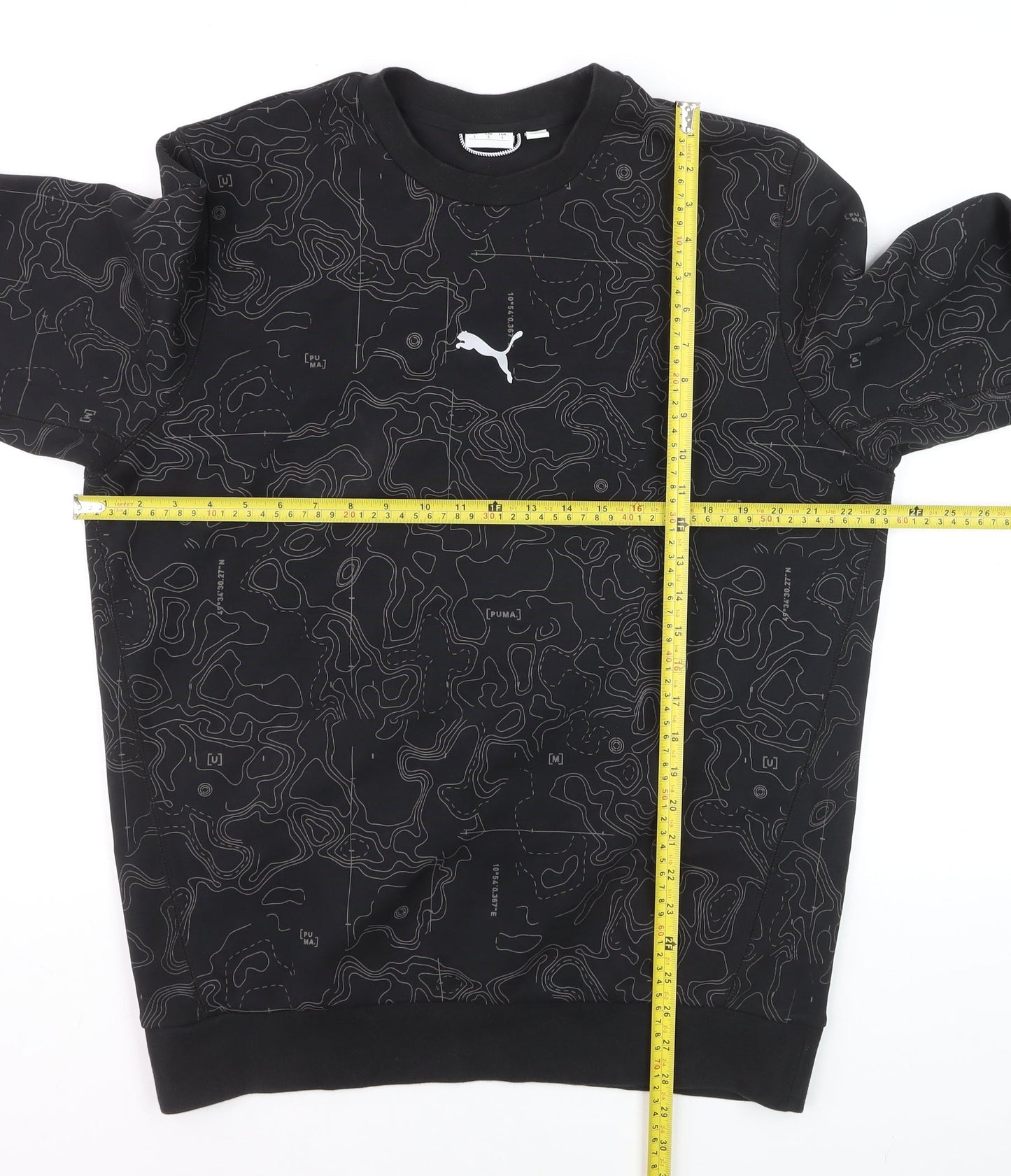 Puma Men's Black Graphic Print Crew Neck Sweatshirt Size L