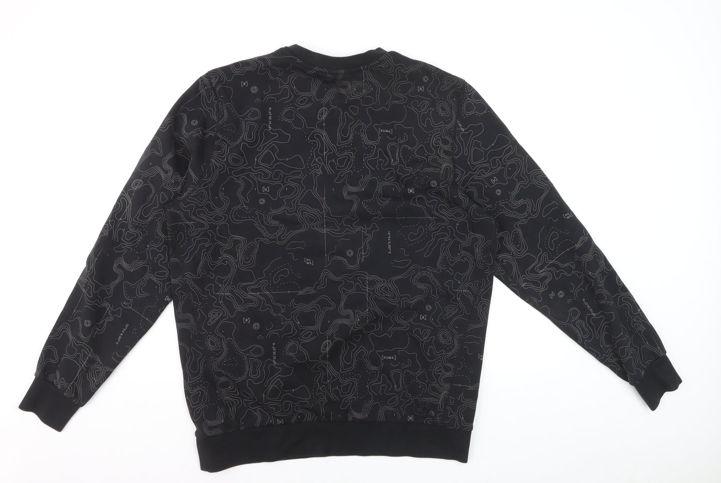Puma Men's Black Graphic Print Crew Neck Sweatshirt Size L