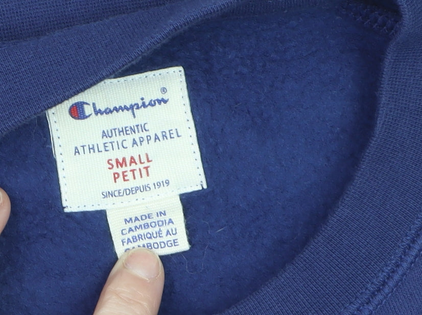Champion Men's Blue Small Pullover Sweatshirt Crew Neck Logo Sportswear