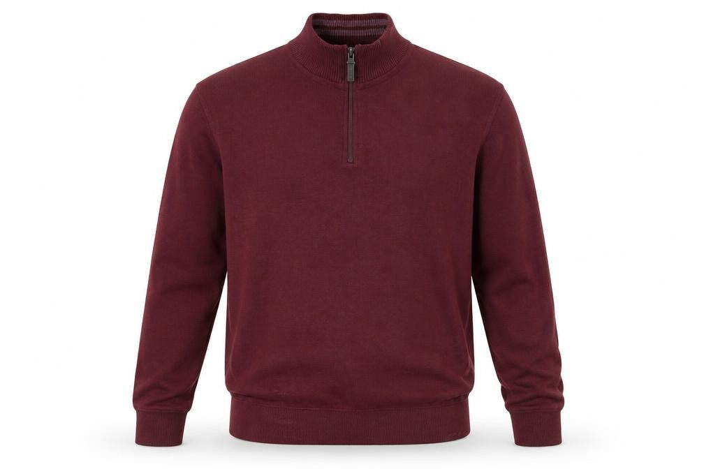 Maine New England Men’s Red Cotton 1/4 Zip High Neck Jumper Size M