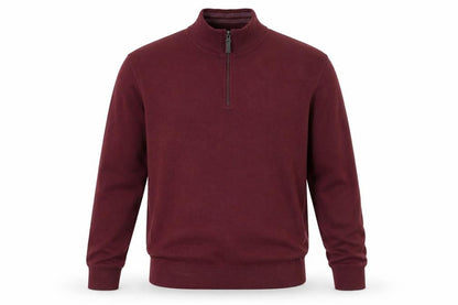 Maine New England Men’s Red Cotton 1/4 Zip High Neck Jumper Size M