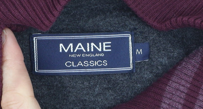 Maine New England Men’s Red Cotton 1/4 Zip High Neck Jumper Size M