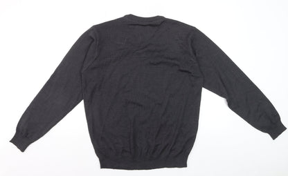 Coney Island Men's Grey Wool Blend V-Neck Jumper Medium