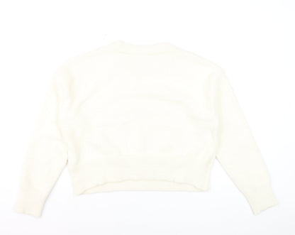 New Look Women Ivory 'C'Est Bon' Crew Neck Pullover Jumper M