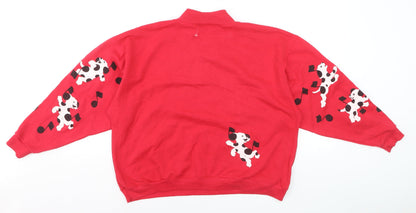 Spumoni Women Red Dalmatian Puppy Music Print Pullover Sweatshirt M