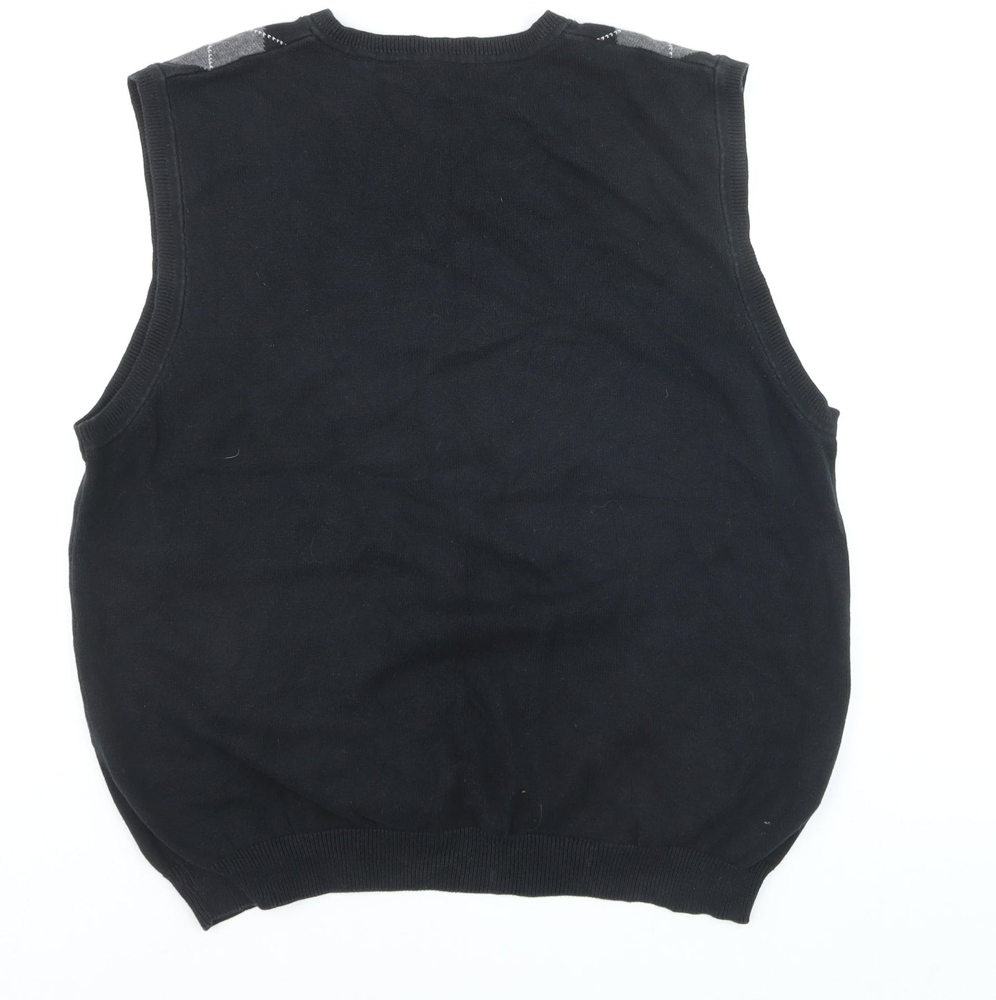 Van Heusen Men’s Black Argyle V-Neck Cotton Vest Jumper L