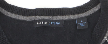 Van Heusen Men’s Black Argyle V-Neck Cotton Vest Jumper L