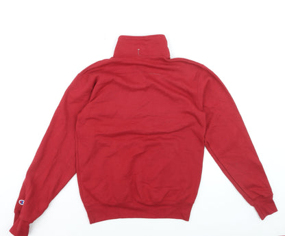 Champion Mens Red Small 1/4 Zip Fleece Sweatshirt CCHS Rams