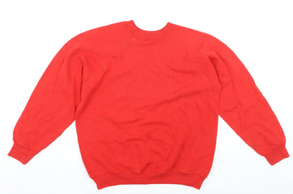 Hanes Women Red Duck Print Pullover Sweatshirt Size L