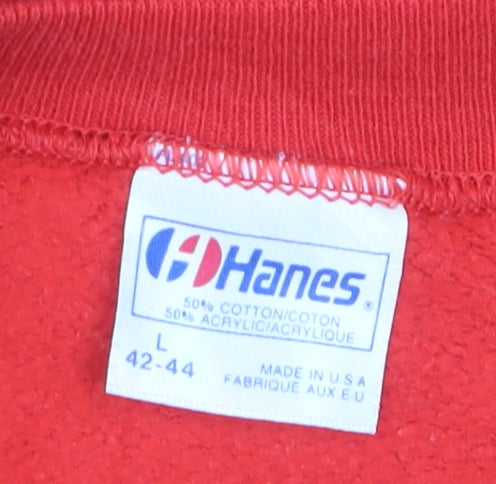 Hanes Women Red Duck Print Pullover Sweatshirt Size L