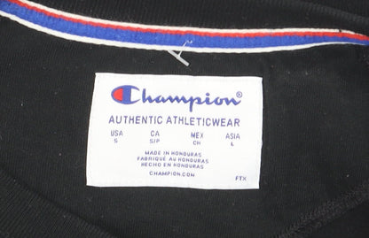 Champion Womens Black Small Pullover Sweatshirt Logo Crew Neck
