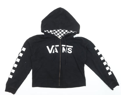 Vans Men's Black Full Zip Hoodie Size L Checkered Hood Skate Style