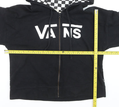 Vans Men's Black Full Zip Hoodie Size L Checkered Hood Skate Style