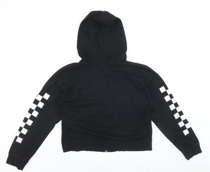 Vans Men's Black Full Zip Hoodie Size L Checkered Hood Skate Style