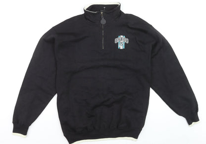 Pro Player Men's Black Spurs 1/4 Zip Sweatshirt M Vintage Sports Style
