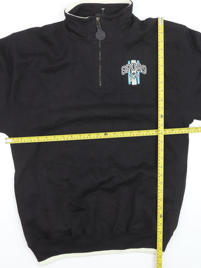 Pro Player Men's Black Spurs 1/4 Zip Sweatshirt M Vintage Sports Style