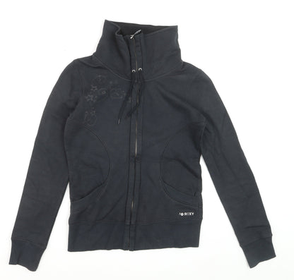 Roxy Womens Black Full Zip Hoodie Sweatshirt Size S Cotton Blend