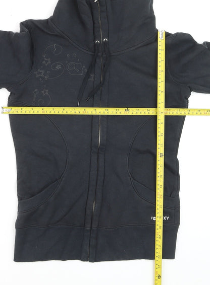 Roxy Womens Black Full Zip Hoodie Sweatshirt Size S Cotton Blend