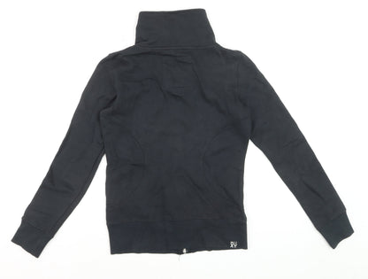 Roxy Womens Black Full Zip Hoodie Sweatshirt Size S Cotton Blend
