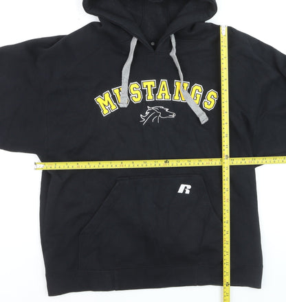 Russell Athletic Men’s Black M Pullover Hoodie Mustangs Sports Logo