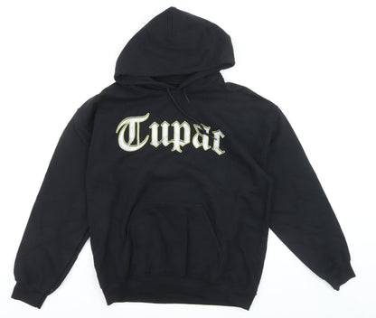 2Pac Men's Black Pullover Hoodie Medium Graphic Fleece Streetwear