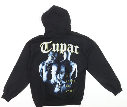 2Pac Men's Black Pullover Hoodie Medium Graphic Fleece Streetwear