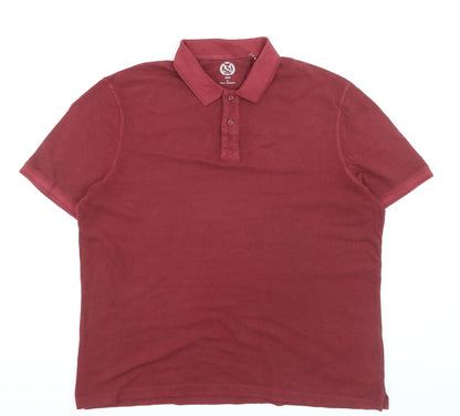 Marks and Spencer Men's Red Cotton Polo Shirt XL Regular Fit