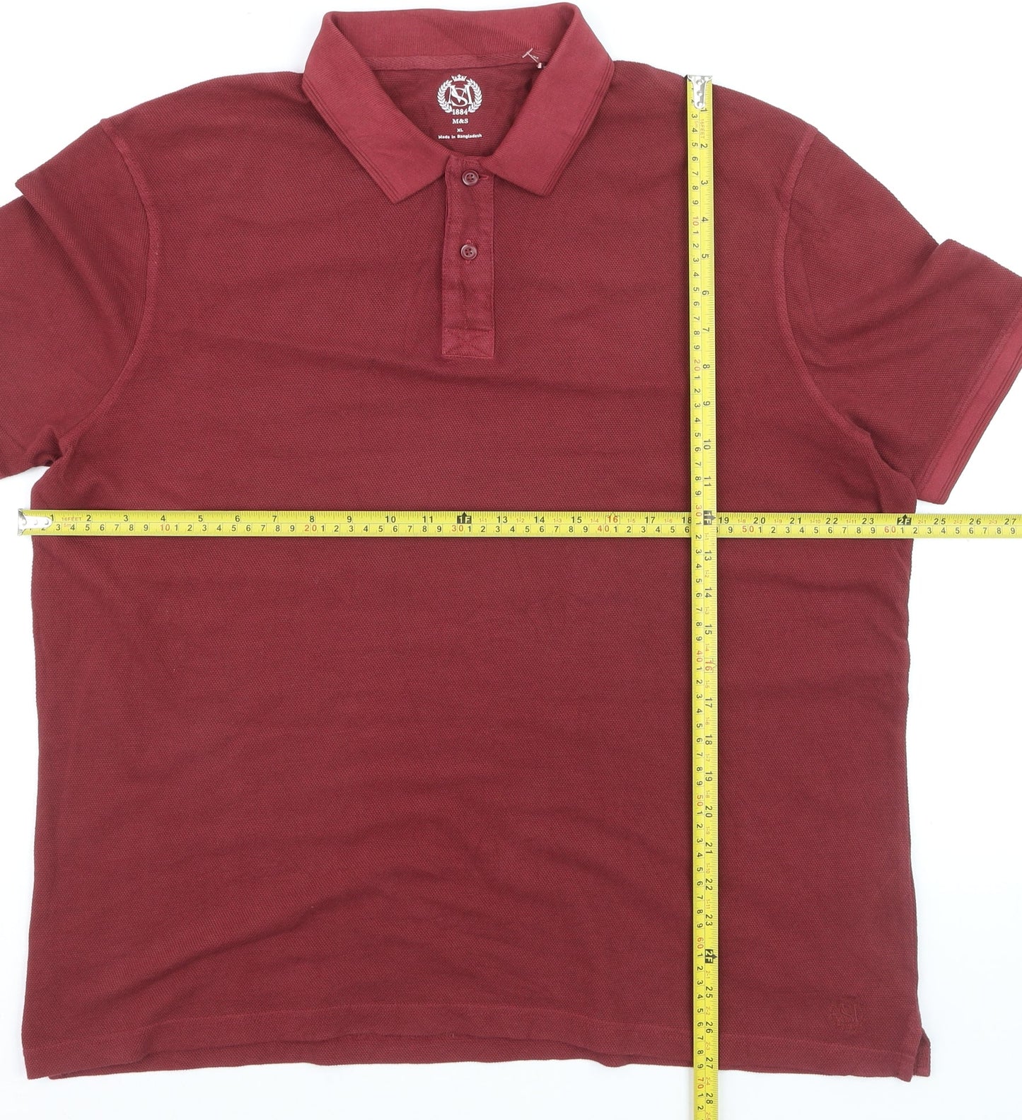 Marks and Spencer Men's Red Cotton Polo Shirt XL Regular Fit