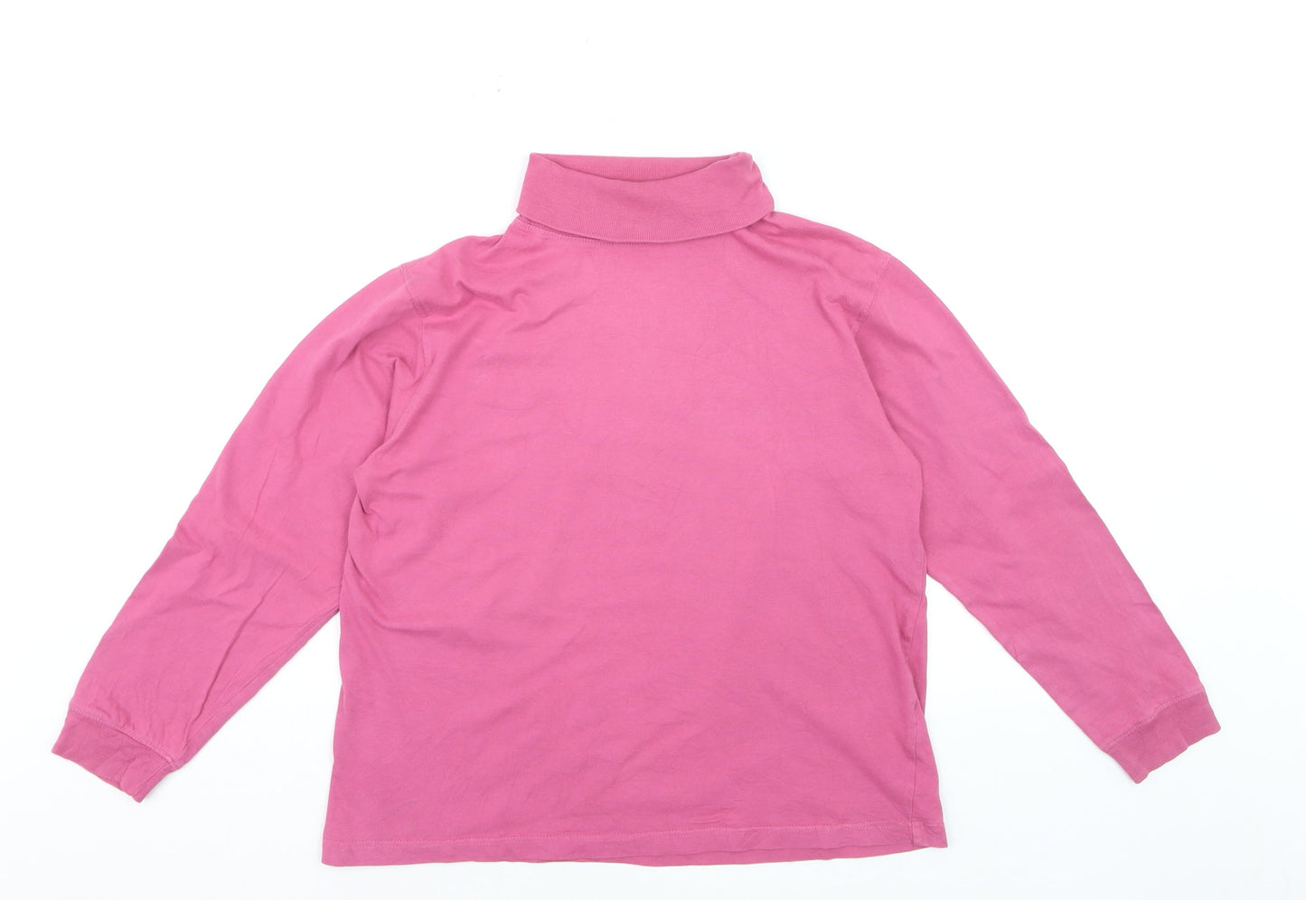 Jumper Womens Pink Roll Neck Cotton Pullover M Long Sleeve Top