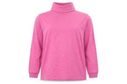Jumper Womens Pink Roll Neck Cotton Pullover M Long Sleeve Top