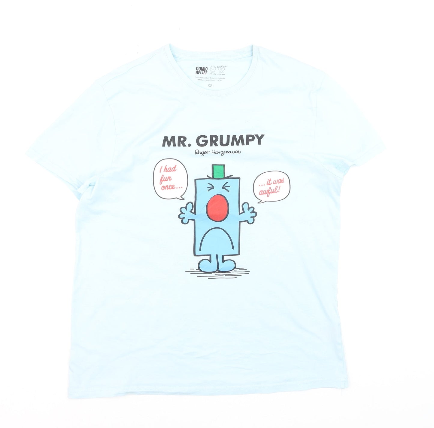 Comic Relief Mr. Grumpy Blue Cotton Women's XS T-Shirt