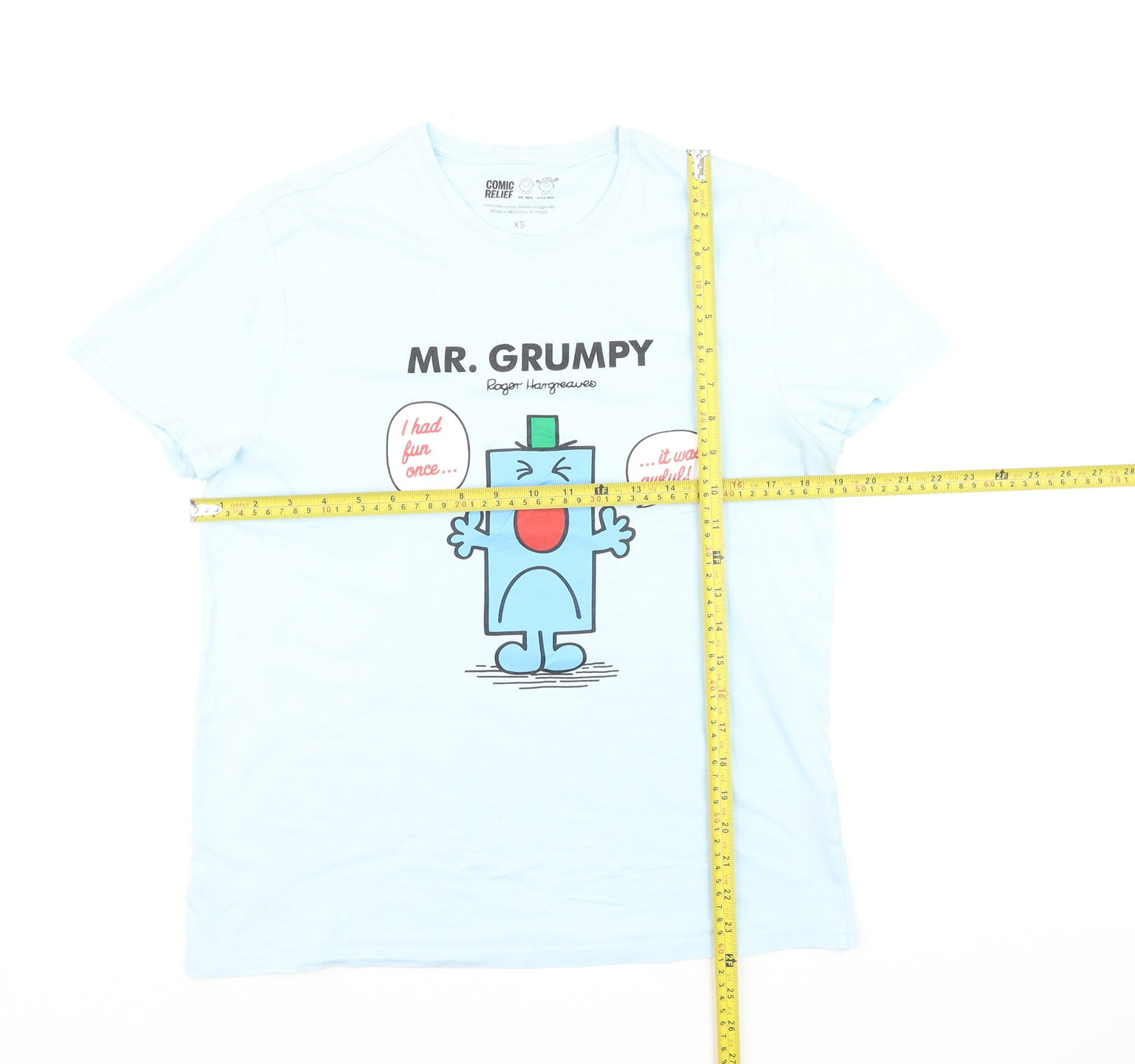 Comic Relief Mr. Grumpy Blue Cotton Women's XS T-Shirt