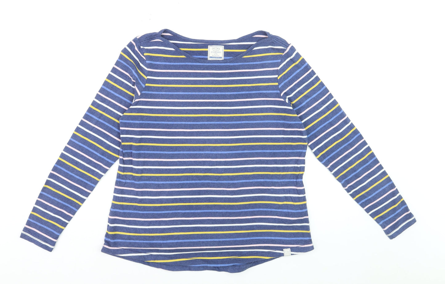 Fat Face Womens Blue Striped Long Sleeve Cotton Breton T-Shirt Size 16