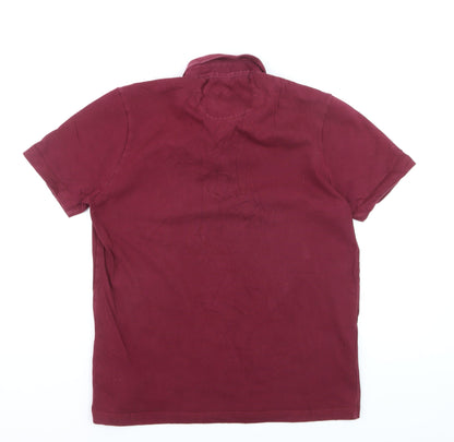 Salt & Bromley Men's Red Cotton Short Sleeve Polo Shirt Size L