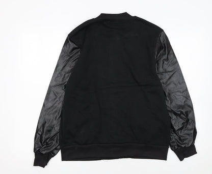 REVERIEUOMO Unisex Black XL Varsity Jacket Button Casual Style