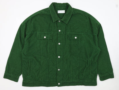 ASOS DESIGN Men's Green Corduroy Basic Jacket 2XL Relaxed Fit