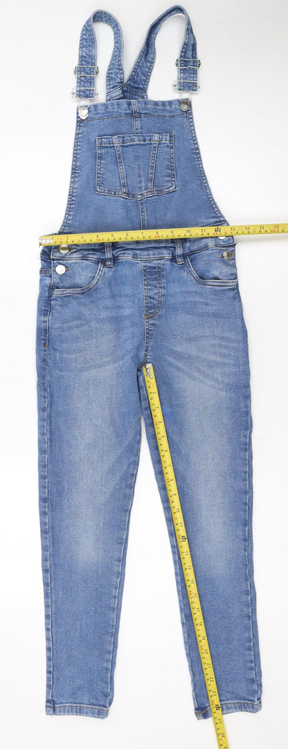 River Island Girls Blue Denim Dungarees 12 Years Adjustable Straps
