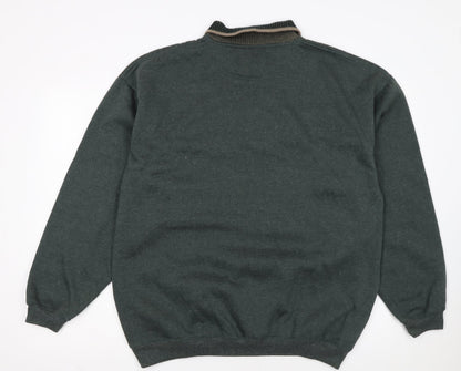 Gillani Men's Green Argyle Henley Sweatshirt XL Vintage Style