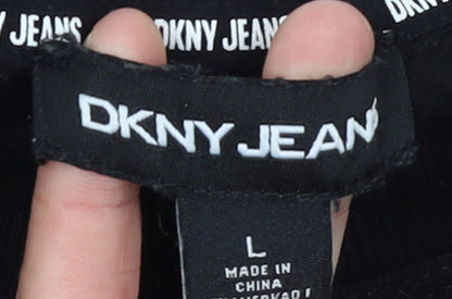 DKNY Jeans Women's Black Logo Pullover Sweatshirt Size L