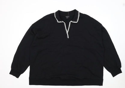 JD Williams Women Black Size 24 Pullover Sweatshirt with Contrast Trim